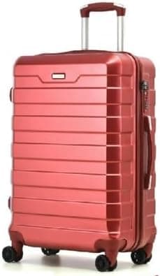 RMW Suitcase Medium Size| Hard Shell | Lightweight | 4 Dual Spinner Wheels | Trolley Luggage Suitcase | Medium 24" Hold Check in Luggage | Combination Lock (Red Wine, Medium 24")