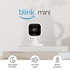 Blink Mini | Indoor plug-in pet security camera, 1080p HD day and night video, motion detection, two-way audio, easy setup, Alexa enabled — 1 camera (White)