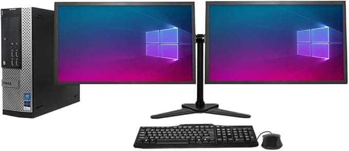 Complete set Dual 22 inch Monitors & Dell OptiPlex - Core i5-3470 - 8GB RAM - 250GB HDD - WiFi - Windows 10 64-Bit Desktop PC Computer (Renewed)