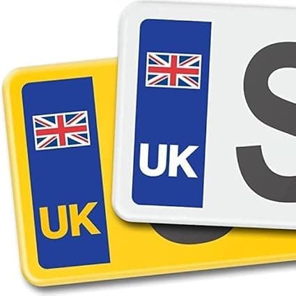 Premium Number Plates with UK Flag - 100% MOT Compliant - Car/Van - Customised Road Legal Personalised Registration Number Plate (Rear (Yellow))