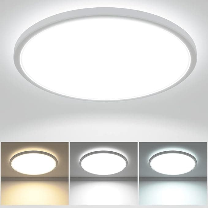 zemty 28W 3200LM LED Ceiling Light, 30cm Bathroom Lights Ceiling 3000K/4500K/6000K Waterproof, 3 Color Temperature Flush Ceiling Light, Round Ultra Thin for Bedroom, Bathroom, Living Room, Kitchen