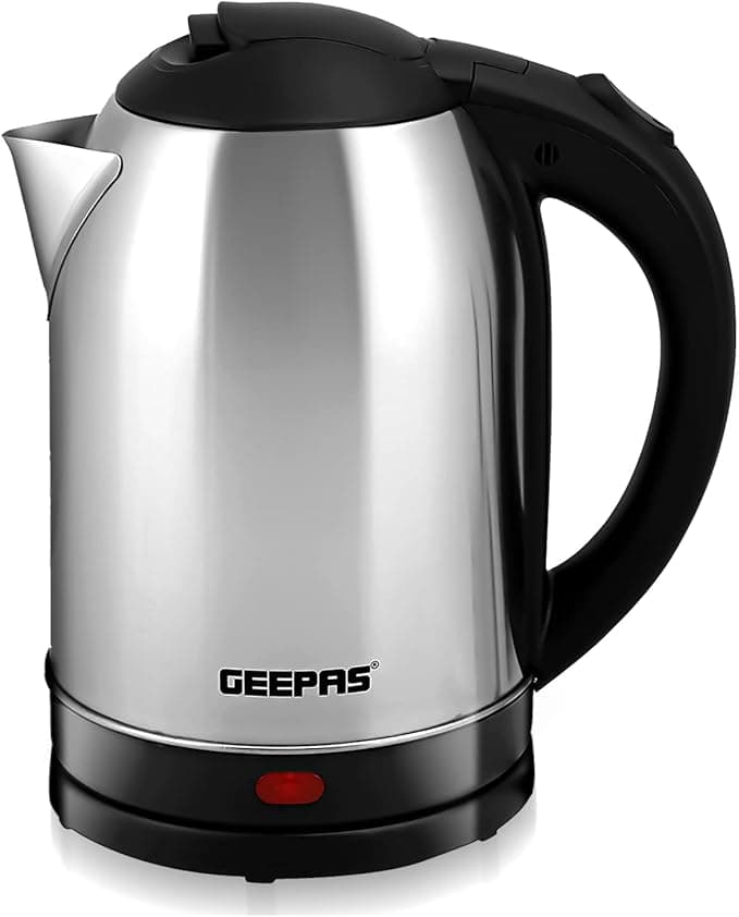 Geepas Electric Kettle, 1500W | Stainless Steel Cordless Kettle | Boil Dry Protection & Auto Shut Off | 1.8L Jug Kettle for Hot Water Tea or Coffee | Swivel Base with Auto Lid Open, Light Indicator