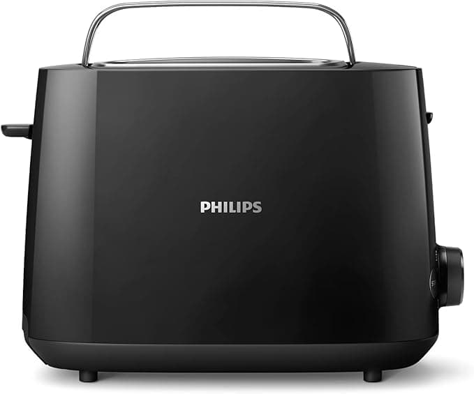 Philips Toaster - 2 Slots, 8 Settings, Bun Rack, Defrost, High Lift, Auto Shut-off, Black (HD2581/91)