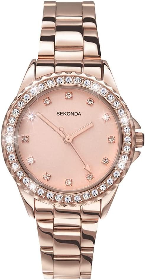 Sekonda Elizabeth Women's Quartz Watch 33mm with Stone Set Case, Analogue Display and Stainless Steel Bracelet