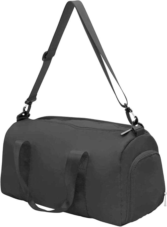 CUQOO Gym Bag for Women – Waterproof Duffle Gym Bag with Shoe and Wet Clothes Compartments - Lightweight and Durable Ladies Gym Bag for Overnight, Work, Sports, and Travel - Black