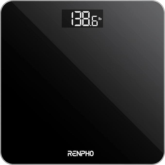 RENPHO Digital Bathroom Scales for Body Weight, Weighing Scale Electronic Bath Scales with High Precision Sensors Accurate Weight Machine for People, LED Display, Step-On, Black, Core 1S