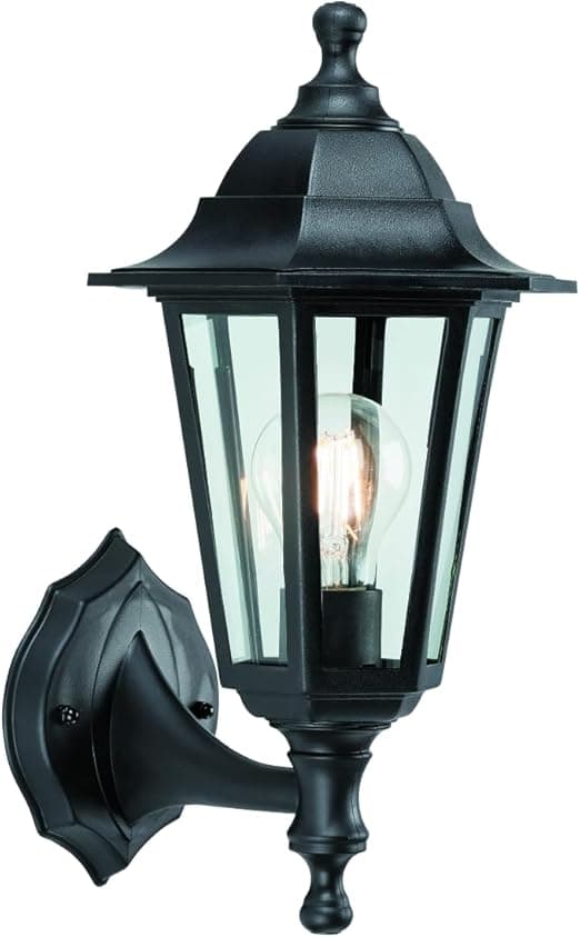 National Lighting MAYFLOWER Traditional Style Black Outdoor Garden Security Porch Weatherproof Wall Light Lantern IP44 Rated Reversible