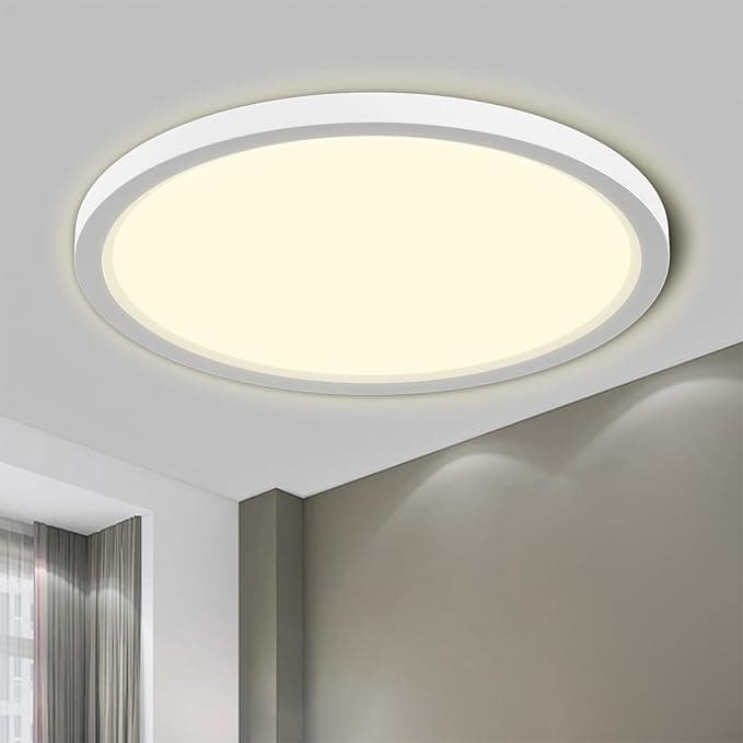 LQWELL® Ceiling Light LED Ceiling Lamp, IP44 Waterproof Bathroom Lamp Round Flat 18W 4000K 1600LM Modern Simple Lamp Thin for Living Room Bathroom Bedroom Kitchen Office, 220 * 24mm (White)