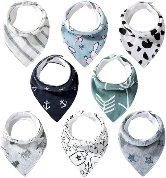 Lekebaby Baby Bandana Dribble Bibs Drool Bibs for Boys Girls Unisex,Teething Bibs,Pack of 8,Soft Fabric for 100% Comfort Absorbent with Adjustable Snaps,Gifts for Newborn and Toddlers