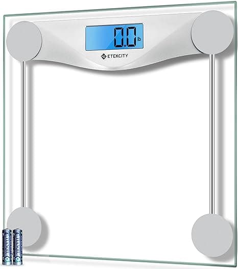 Etekcity Scales for Body Weight, Bathroom Scale with Clear LCD Display, High-Precision Measurement Technology (0.1kg/Max 180kg), 6mm Ultra Slim Design Tempered Glass, Battery Included