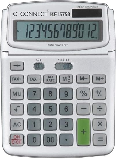 Q-Connect Large Table Top 12 Digit Calculator Grey KF15758