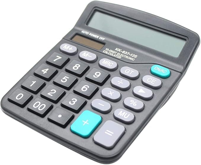 Desk Calculator, 12-Digit Solar Battery Office Calculator with Large LCD Display, Big Sensitive Buttons, Dual-Power Desktop Calculators