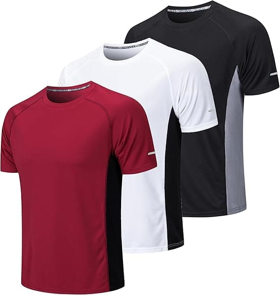 Gaiatiger 3 Pack Gym Shirts Men Dry Fit Running Tops for Men Breathable Sport T Shirts Moisture Wicking Workout Training Shirts Short Sleeve Tops