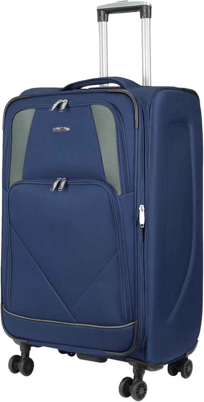 ARIANA® Lightweight 4 Wheel Spinner Soft Shell Suitcase Luggage Carry On Cabin Travel Bag RT905 (Navy, 26" Medium (H73xW44xD29 cm))