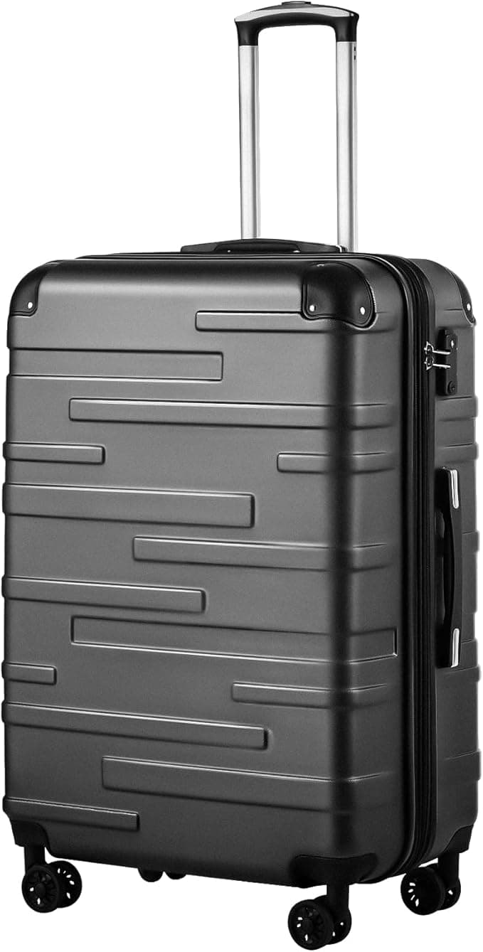 COOLIFE Hard Shell Suitcase with TSA Lock and 4 Spinner Wheels Lightweight Durable (Grey, M(67cm 60L))