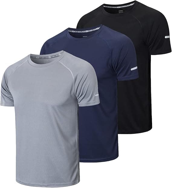 Gaiatiger 3 Pack Mens T-Shirts Dry-Fit Short Sleeve T-Shirts Moisture Wicking Active Athletic Running Tops Men Work Shirts