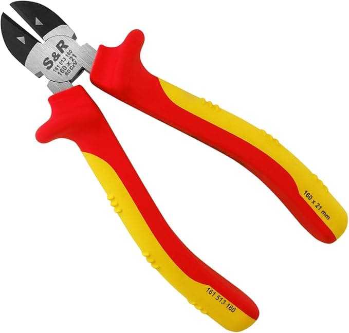 S&R Insulated VDE Diagonal Side Cutter/Electrical Wire Cutters 160mm 1000V VDE-tested (German Electrical Engineering Association Serie) Wire Cutting Pliers