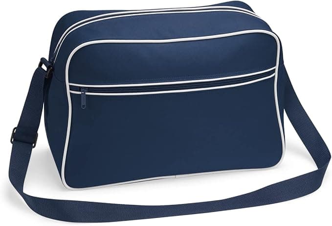 BagBase BG14 Retro Shoulder Bag in French Navy/White - Stylish & Functional Accessory