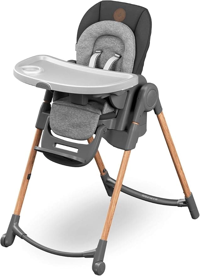 Maxi-Cosi Minla Evolutive Highchair, 0–14 Years, up to 60 kg, Baby High Chair, 9 Height Positions, 5 Recline Positions, 4 Tray Positions, Compact Fold, Adjustable Footrest, Essential Graphite