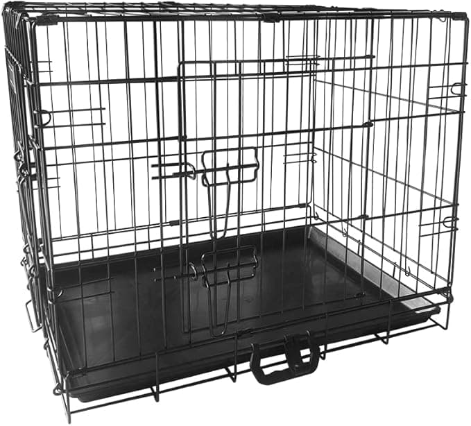 Signzworld Puppy Dog Crate 2 Doors 24 inch with Removal Tray Folding Metal Pet Training Cage Animal Carrier Small