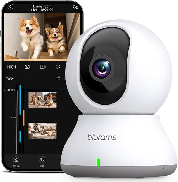 blurams Pet Camera 2K, Indoor Camera, Dog Camera, 360° Home Security Camera, WiFi Baby Monitor, Night Vision, Motion Tracking, 2-Way Talk, Cloud&SD, APP Control, Works with Alexa(2.4GHz Only)