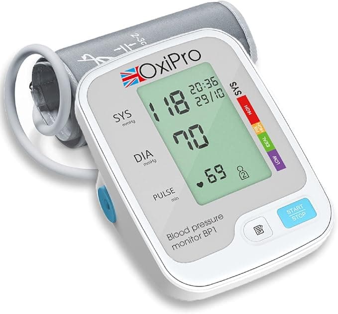 OxiPro BP1 Blood Pressure Monitor - CE Certified - MHRA Registered - Tested for Accuracy Medical Blood Pressure Machine - BP Monitor for Home - Small to Large Cuff - Approved Blood Pressure Monitors