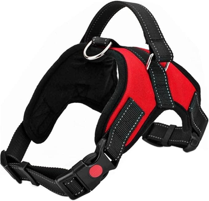 FYY Dog Harness No Pull, Breathable Adjustable Pet Harness Dog Vest Harness, Reflective Oxford Easy Control Dog Harness with Sturdy Handle for Small Medium Large Dogs M-Red