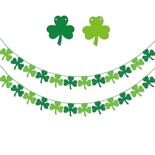 St Patricks Day Decorations, 2Pcs St. Patrick’s Day Banner Decor,Irish Felt Shamrock Garland Banner Bunting for St Patrick's Day Decoration Irish Party Supplies