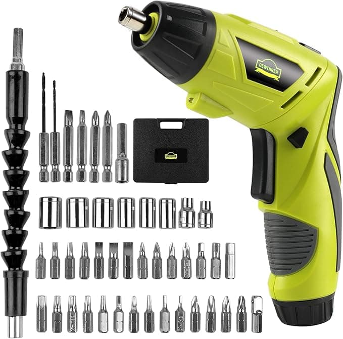 DEWINNER Electric Cordless Screwdriver, Drill Driver Set, USB 3.6V 6N·m Max Torque with 1300 mAh Battery & 45 Piece Screwdriver and Wood Bit Assortment