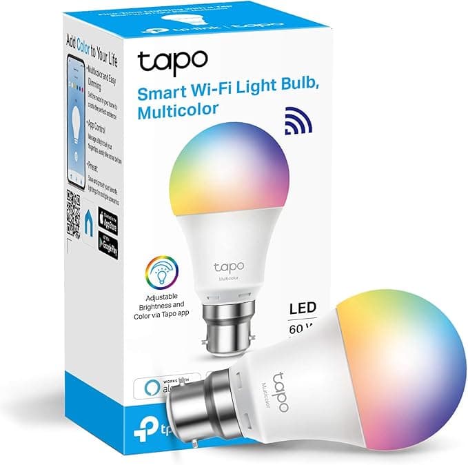 Tapo Smart Bulb, B22 Multicolor Smart Light Bulb, 8.3W, Works with Amazon Alexa(Echo and Echo Dot) and Google Home, Colour-Changeable Alexa Light Bulbs, No Hub Required (Tapo L530B) [Energy Class F]