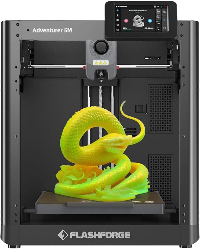 Flashforge Adventurer 5M 3D Printer, 600mm/s Max High-Speed FDM 3D Printers with Auto Leveling, Direct Drive Extruder, Quick Detachable Nozzle, Effective Cooling, Large Printing Size 8.66x8.66x8.66in