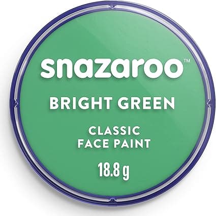 Snazaroo Classic Face and Body Paint for Kids and Adults, Bright Green Colour, Water Based, Easily Washable, Non-Toxic, Makeup, Body Painting for Parties, for Ages 3+