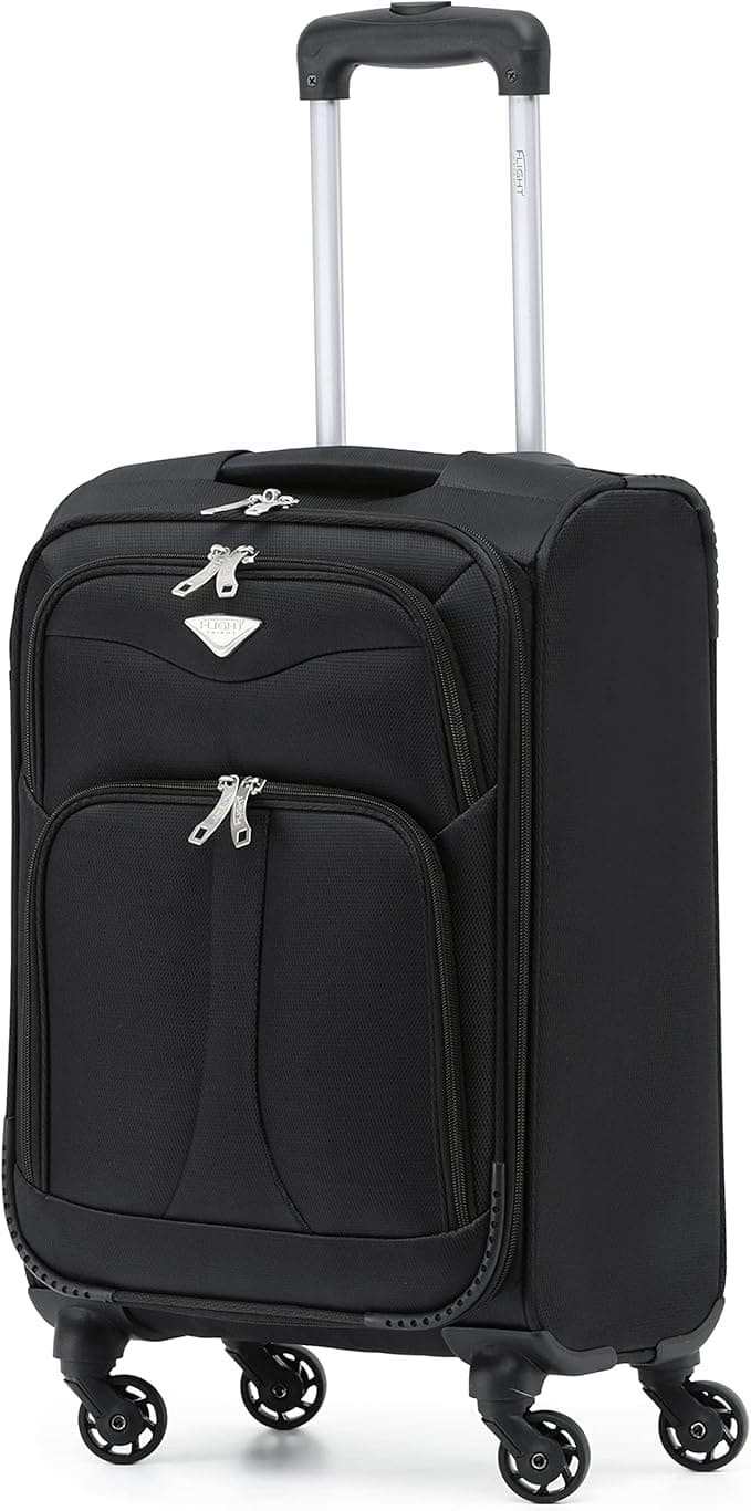 Flight Knight Lightweight 4 Wheel 800D Soft Case Suitcase Robust Anti Crack Cabin Carry On Hand Luggage Approved for Over 100 Airlines Including easyJet, BA & Many More!