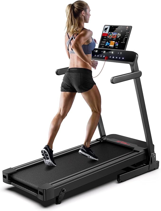 Foldable Treadmill 3 Incline Levels, Max Weight 180kg, Up to 16km/h, Bluetooth APP, FLYLINKTECH Home LCD Silent Treadmill, 43 * 110cm Running Belt, 12 Exercise Modes