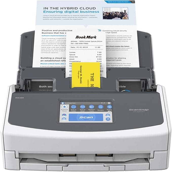 ScanSnap iX1600 White Document Scanner - Desktop, Double Sided with WiFi, Touchscreen, USB 3.2, ADF, Standard Sizes : A4, A5, A6, B5, B6, Business Card, Post Card, Letter, Legal and Custom Sizes