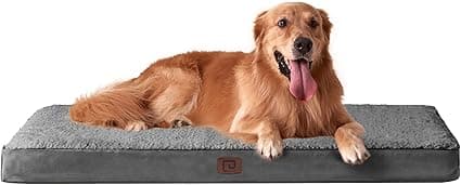 EHEYCIGA Orthopedic Dog Beds Large Mattress with Removable Washable Cover for Crate, Grey, 91x68x9cm