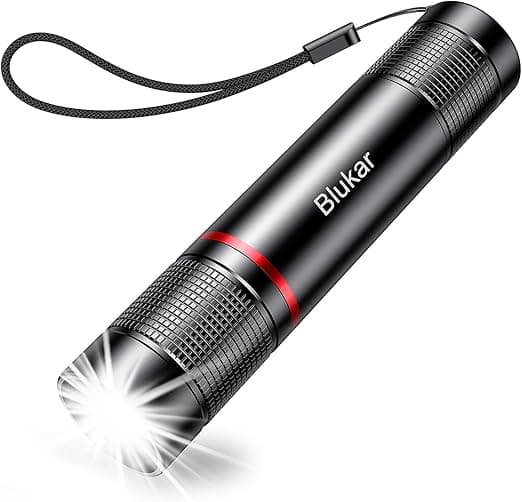 Blukar LED Torch Rechargeable, 2000L Super Bright Adjustable Focus Flashlight, 4 Lighting Modes, Long Battery Life, Waterproof Pocket Size Torch for Power Cuts, Emergency, Camping, Hiking, Outdoor