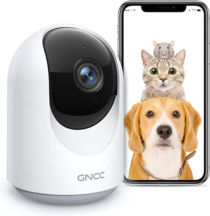 GNCC Pet Camera, Dog Camera, Pet Cameras with APP, Cat Camera 1080P, 360° Pan(APP Control), Motion/Sound Detection, 2-Way Audio, Real-Time Alerts, SD&Cloud Storage, Works with Alexa, P1