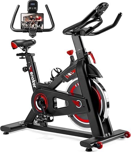 Wenoker Exercise Bike, Spin Bike Indoor Cycling Exercise Equipment for Home Gym Use with LCD Momitor and Tablet Mount,Fitness Workout Cardio Training Machine, Assault Stationary bike