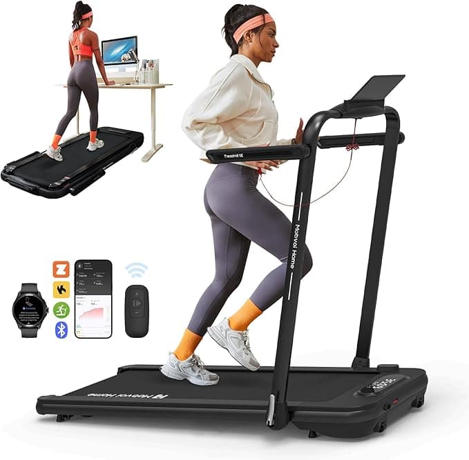 Mobvoi Home Treadmill SE 3 in 1 Foldable Treadmill for Home Walking Pad 2.5 HP Compact Portable folding Under Desk Running Walking Machine with Remote Control LED Display for Home Office 12 km/h