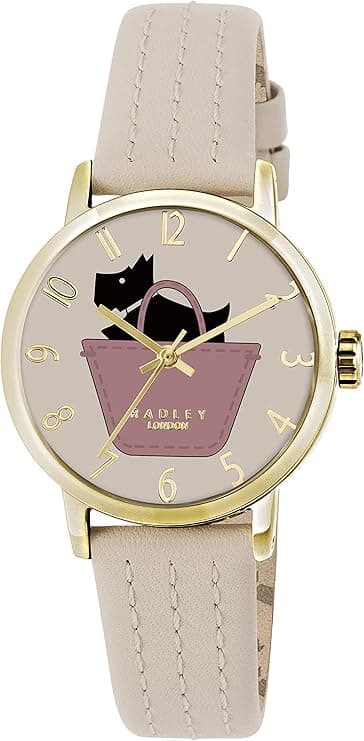 RADLEY Border Watch with Cream Leather Strap Gold Casing Analogue Display Leather Watch for Women