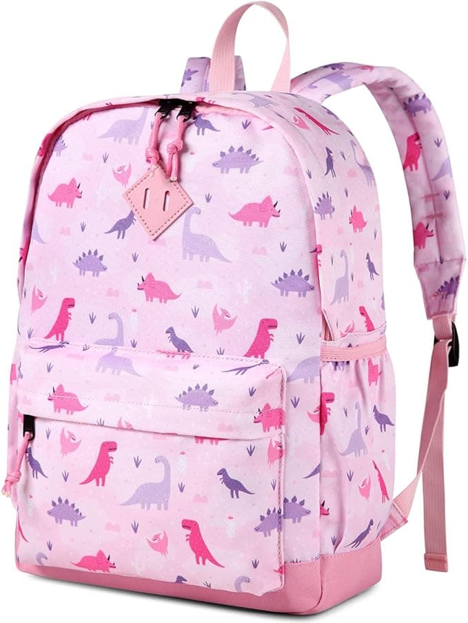 VASCHY Children's Backpack, Boys Kindergarten 4-6 Years Cute Lightweight Waterproof Dinosaur Unicorn Backpack for A4 Primary Folders Preschool with Chest Strap, Pink Dinosaur, Taille unique, Cute