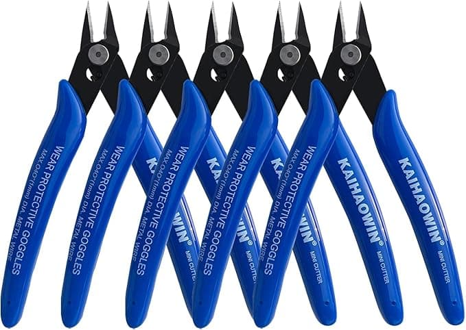 KAIHAOWIN Micro Wire Cutters with Spring, 5 Pack, 5 inch 170 Bulk Pack Precision Mini Flush Cutters, Nippers, Shear Cutters,Wire Snips, Small Side Cutters for Electronics Crafts Jewelry,Blue