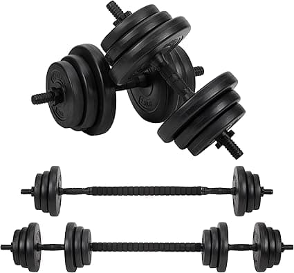 Gallant 20kg Adjustable Dumbbells Set, 2 in 1 Dumbbells and Barbell Hand Free Weights Dumbbells Set for Strength Training, Weight Lifting, Bodybuilding- Weight Sets for Men and Women