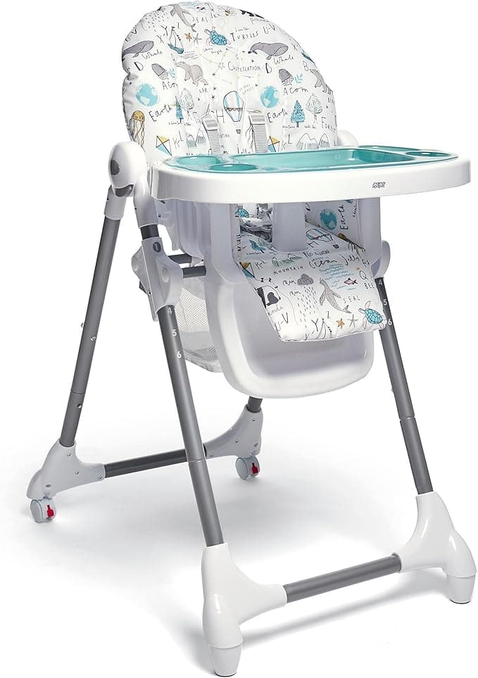 Mamas & Papas Snax Adjustable Highchair, Reclines, Foldable with Removable Tray, Happy Planet