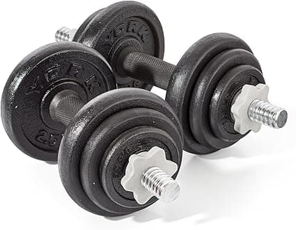 York Fitness 20 kg Cast Iron Spinlock Dumbbell - Adjustable Hand Weights Set (Pack of 2) - Black