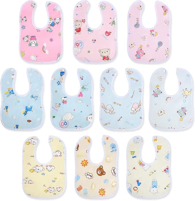 Vicloon Baby Bandana Dribble Bibs Drool Bibs, 10pc Infant Teething Soft and Absorbent with Adjustable Snaps, Bib Set for Unisex Newborn Toddlers Aged 0-36 Months