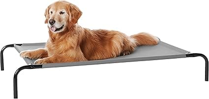 Amazon Basics Cooling Elevated Pet Dog Bed, L, Grey, 130 x 80 x 19 cm (L x W x H)