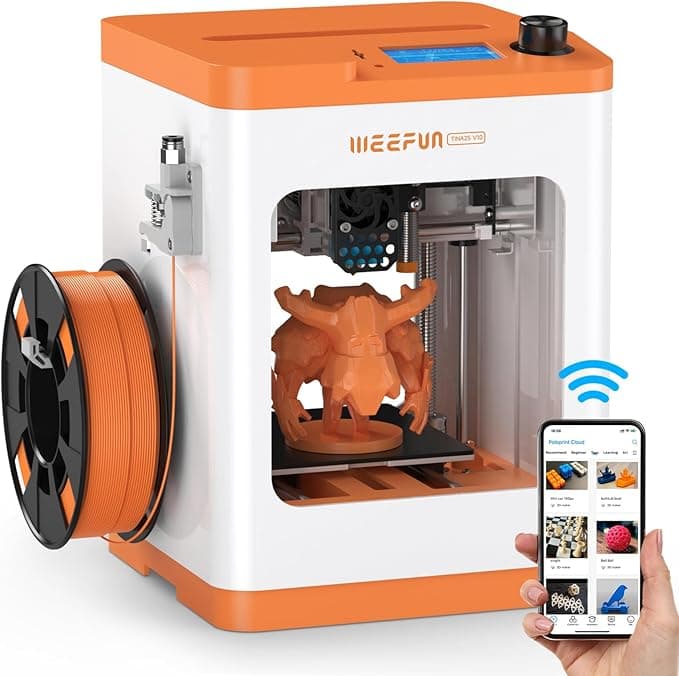 WEEFUN Updated Tina2S 3D Printer, Ultra Silent Mainboard with WiFi Cloud Printing, Mini 3D Printer with Heatable PEI Platform, Auto Bed Leveling DIY 3D Printers with Resume Printing, Fully Open Source