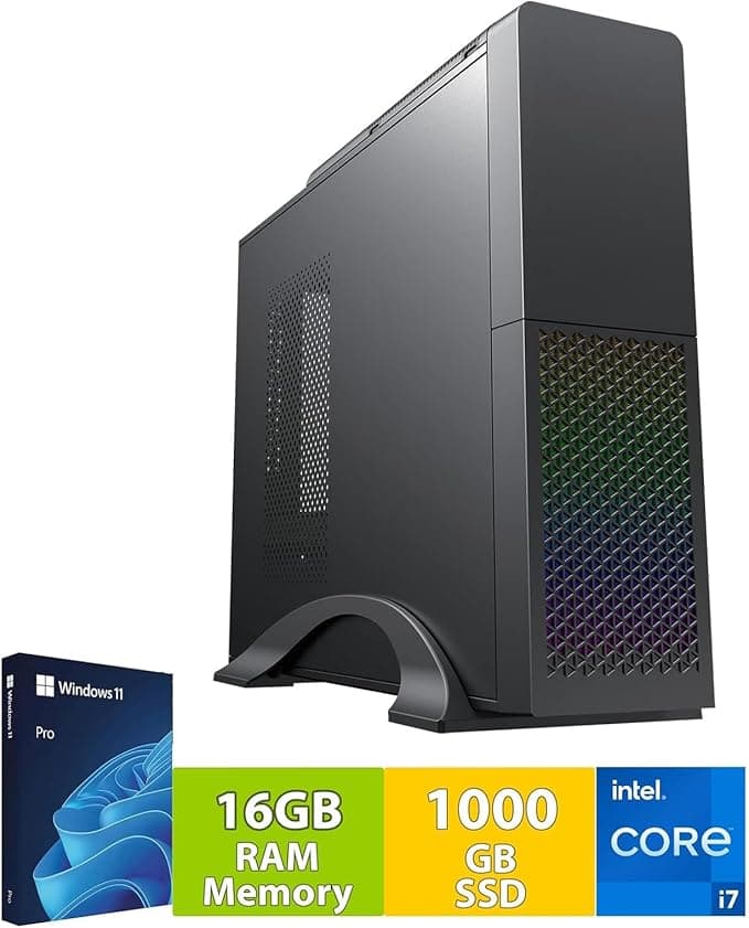 Desktop PC with Intel i7 8-Thread 4.00 GHz | 16GB DDR3 | 1TB + 256GB SSD | USB3 | WiFi 600 and Bluetooth 5 | Windows 11 Professional 64-Bit | Multimedia Computer